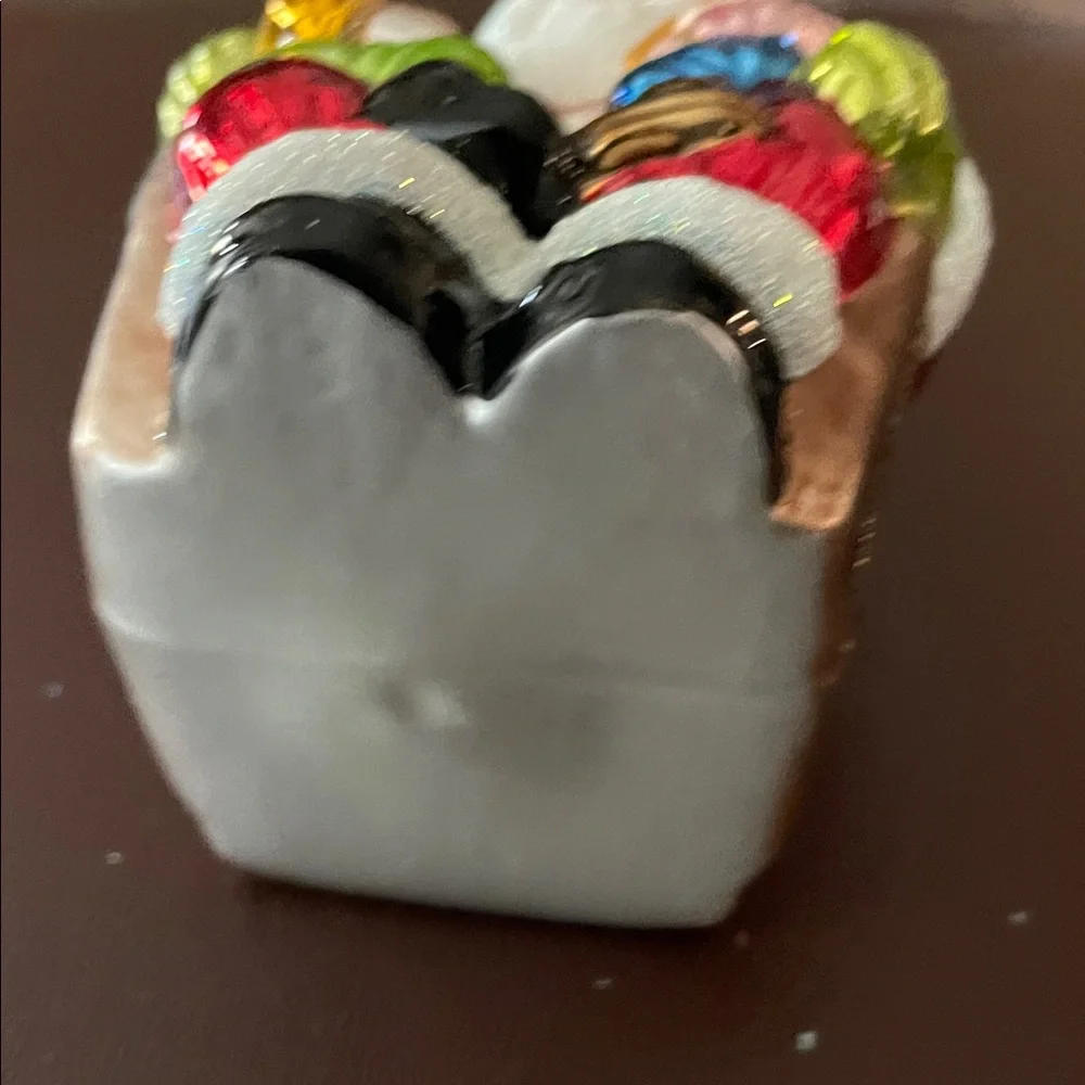 Hand Blown Santa Claus Glass Ornament with Children - Multicolor